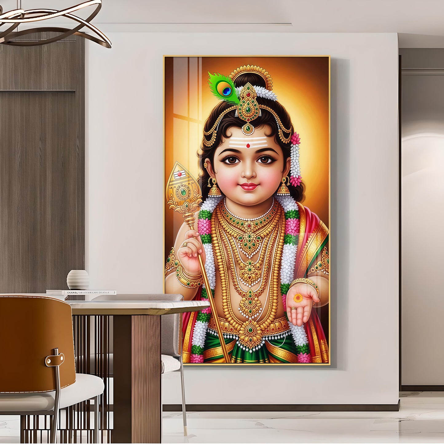 Little Lord Murugan Glass Finish Vertical Wall Art