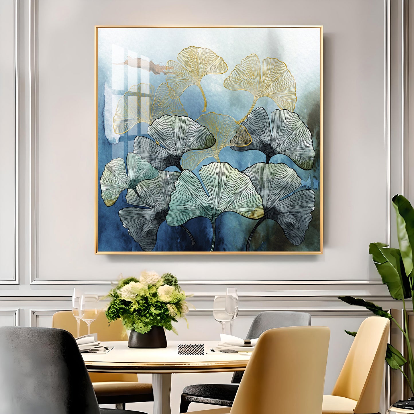 Tranquil Blossom Glass Finish Square Wall Art