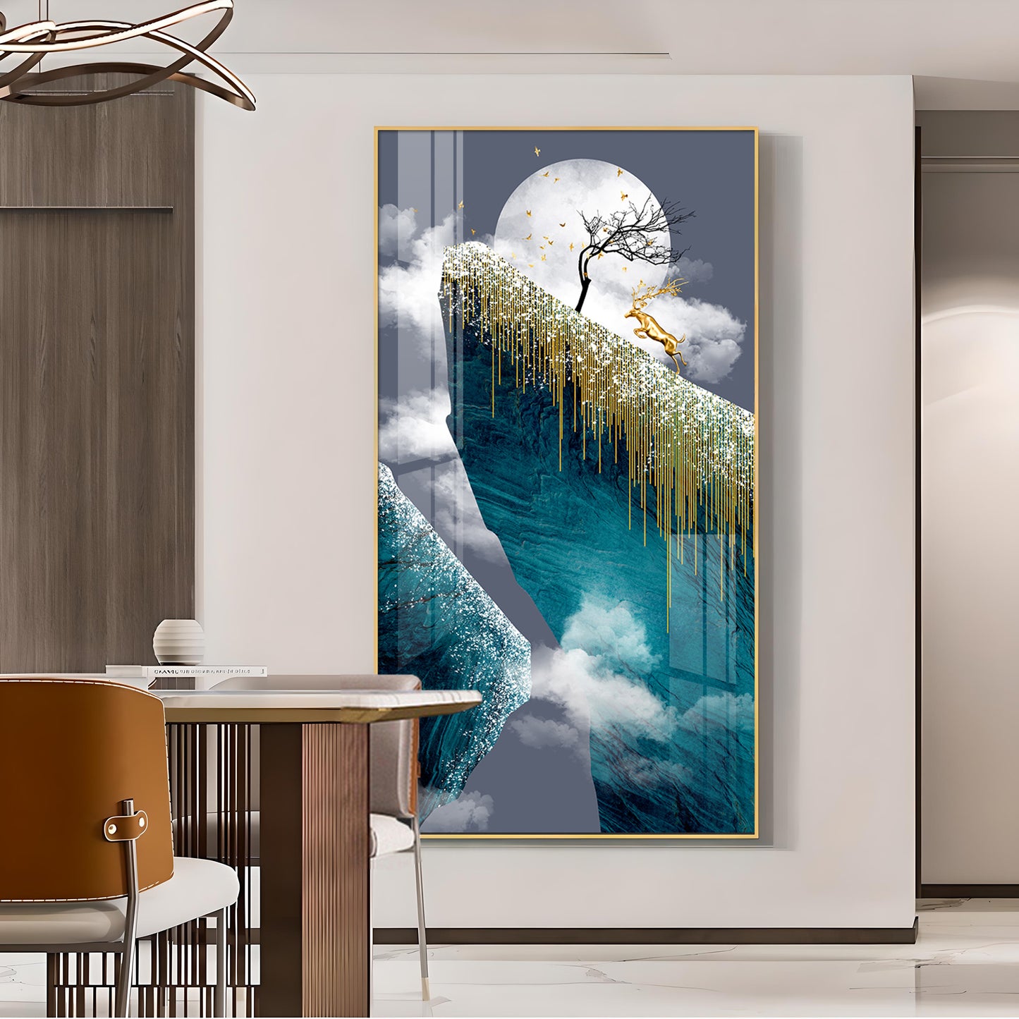 Frosted Heights Glass Finish Vertical Wall Art