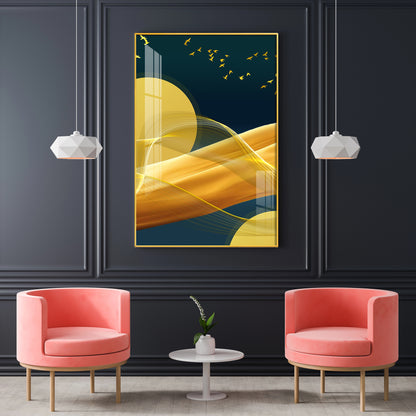 Sunlit Wave Mural Glass Finish Vertical Wall Art