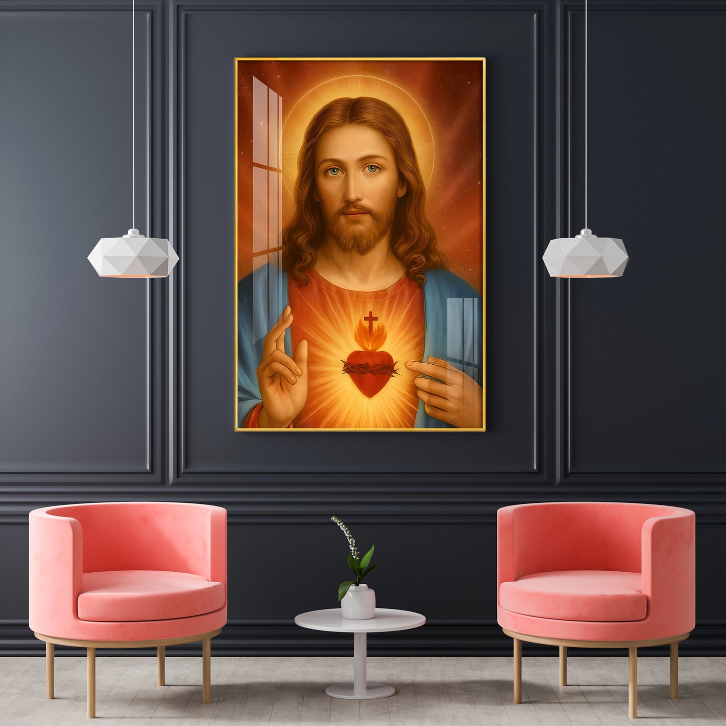 Father Lord Jesus Glass Finish Vertical Wall Art