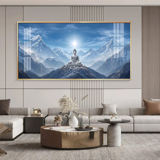 Sky Emembrance Buddha Glass Finish Horizontal Wall Art