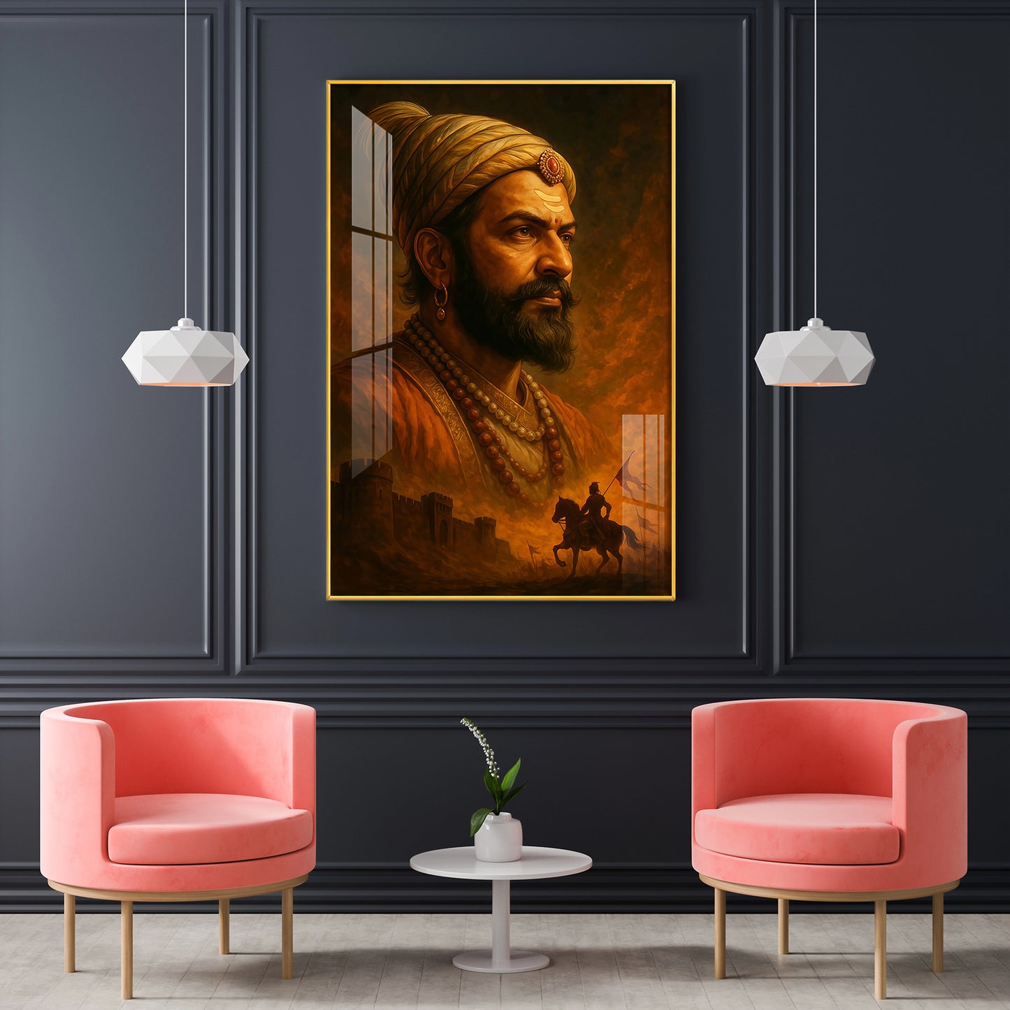 Chhatrapati Shivaji Maharaj Glass Finish Vertical Wall Art