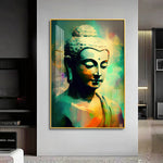 Buddha Harmony in Color Glass Finish Vertical Wall Art