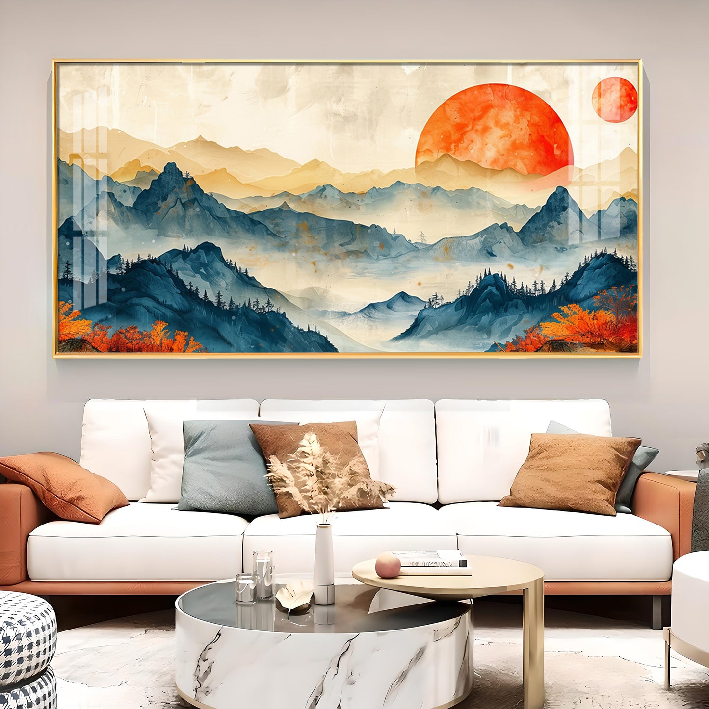 Sunrise In Mountains Glass Finish Horizontal Wall Art