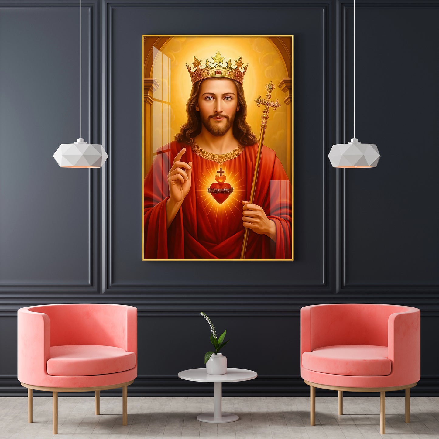 Christian God jesus Glass Finish Vertical Wall Art