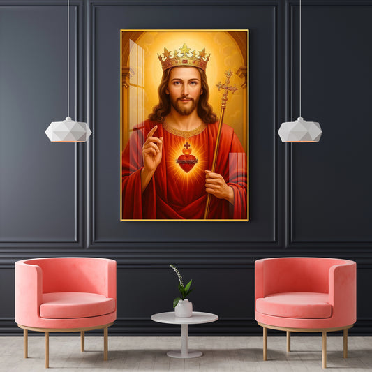 Christian God jesus Glass Finish Vertical Wall Art