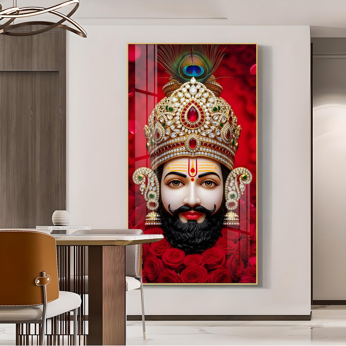 Shyam Baba Glass Finish Vertical Wall Art