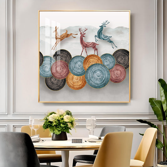Deer’s Odyssey Glass Finish Square Wall Art