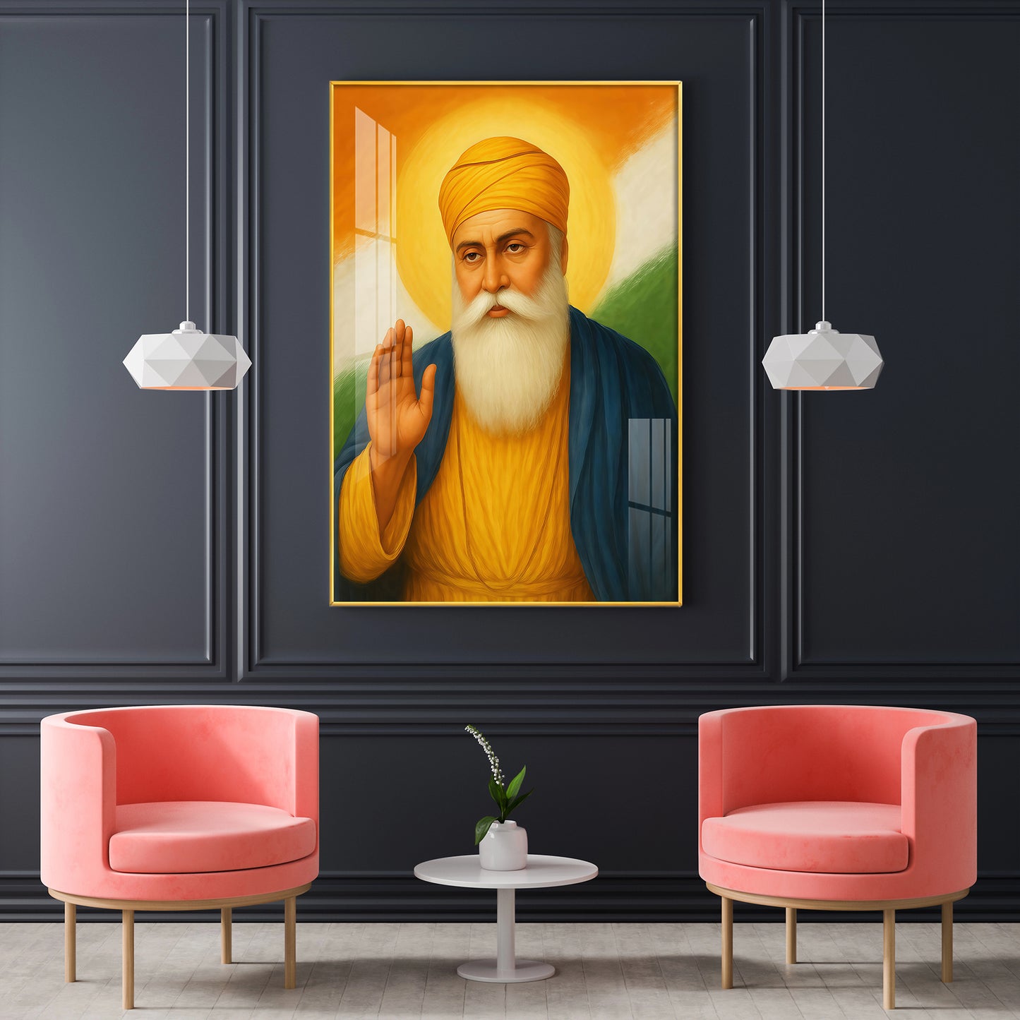 Guru Nanak Dev Ji Glass Finish Vertical Wall Art
