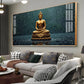 Golden Calm Budha Glass Finish Horizontal Wall Art