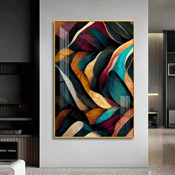 Colorful Harmony Glass Finish Vertical Wall Art