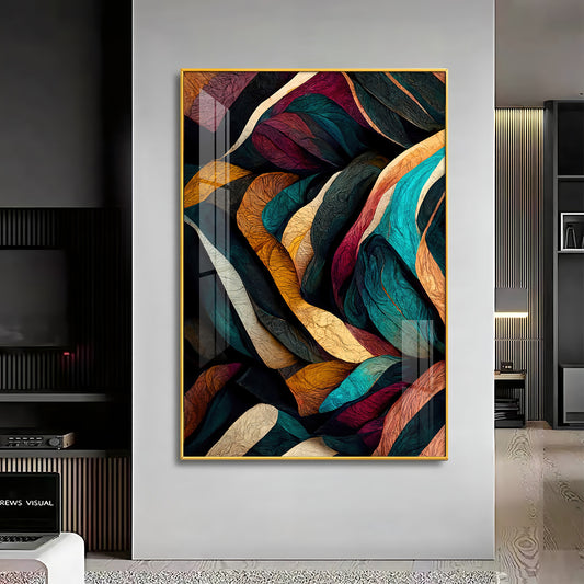 Colorful Harmony Glass Finish Vertical Wall Art