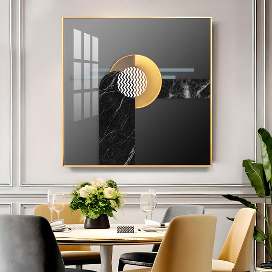 Black and Gold Glass Finish Square Wall Art