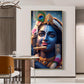 Krishna Flute Glass Finish Vertical Wall Art