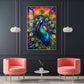 Beautiful Peacock Glass Finish Vertical Wall Art