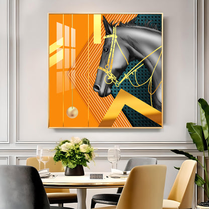 Luxe Horse Glass Finish Square Wall Art