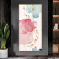 Pink and Blue Floral Glass Finish Vertical Wall Art
