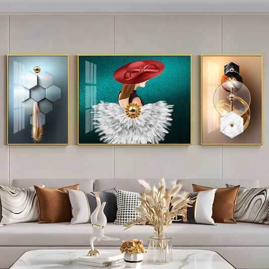 Retreat Abstract Glass Finish Wall Art (Set Of 3)