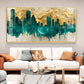 Golden Urban Vista Glass Finish Horizontal Wall Art