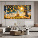 Buddha In Autum Nature Glass Finish Horizontal Wall Art