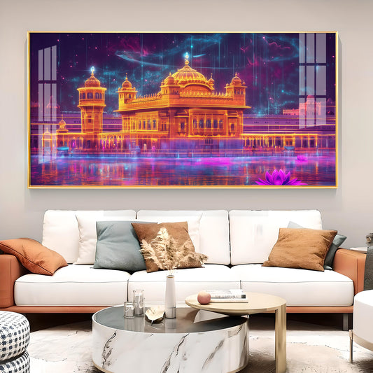 Sri Harmandir Sahib Glass Finish Horizontal Wall Art