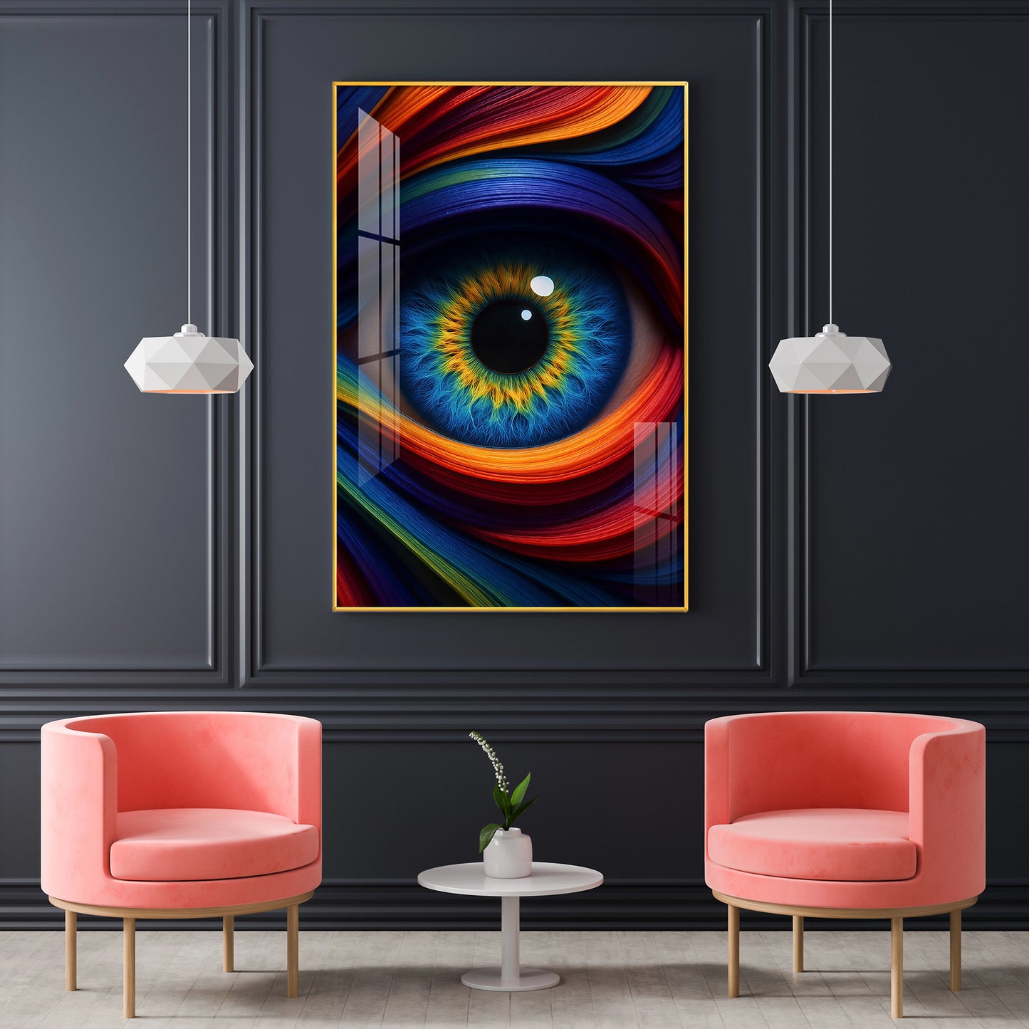 Colorful Eye Glass Finish Vertical Wall Art