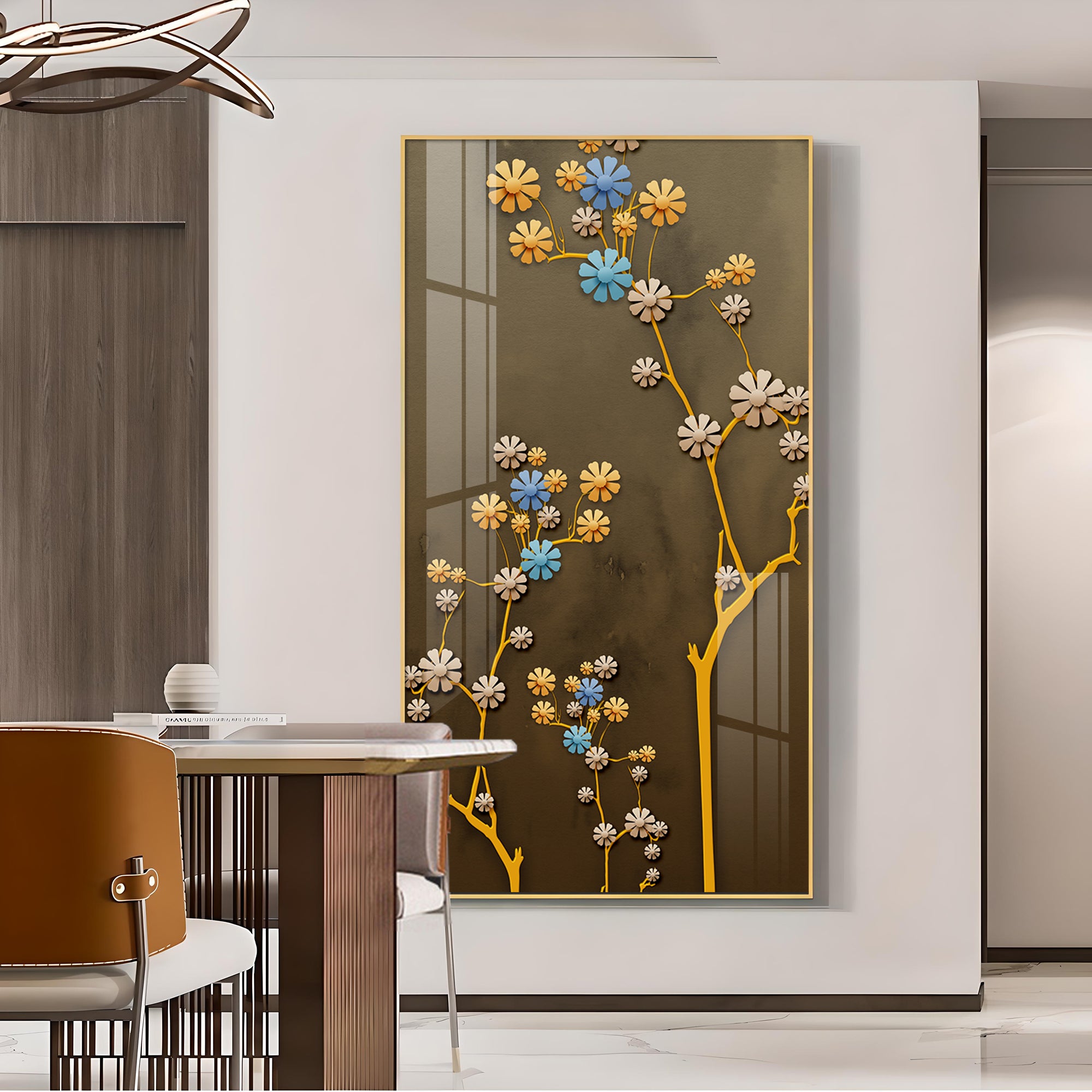 Blossom Mural Glass Finish Vertical Wall Art