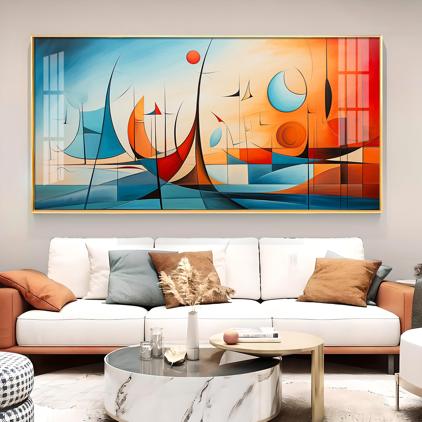 Beautiful Modern Abstract Glass Finish Horizontal Wall Art