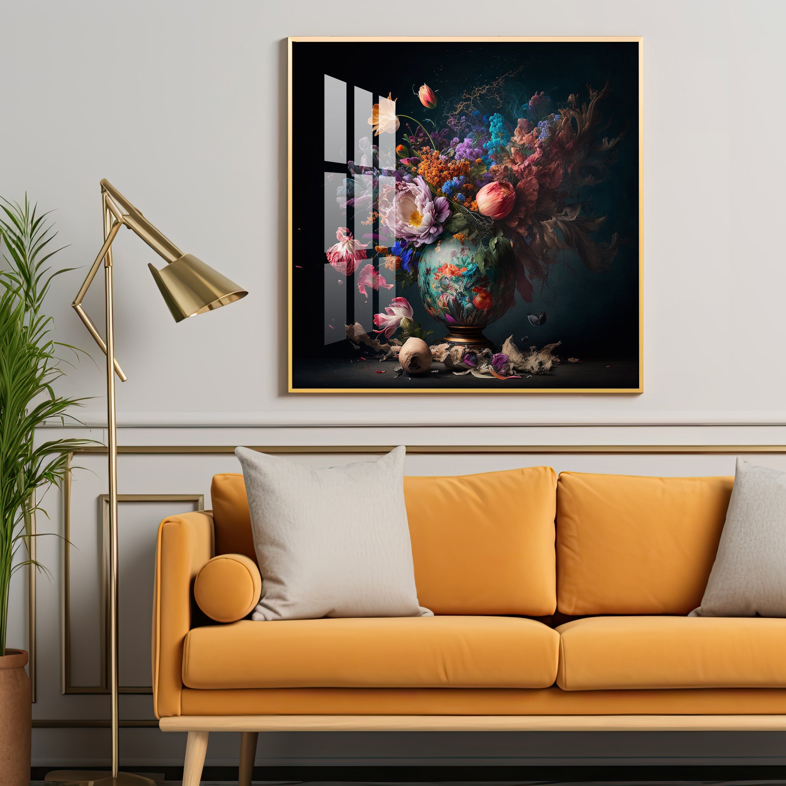 Botanical Beauty Glass Finish Square Wall Art