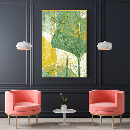 Foliage Reverie Glass Finish Vertical Wall Art