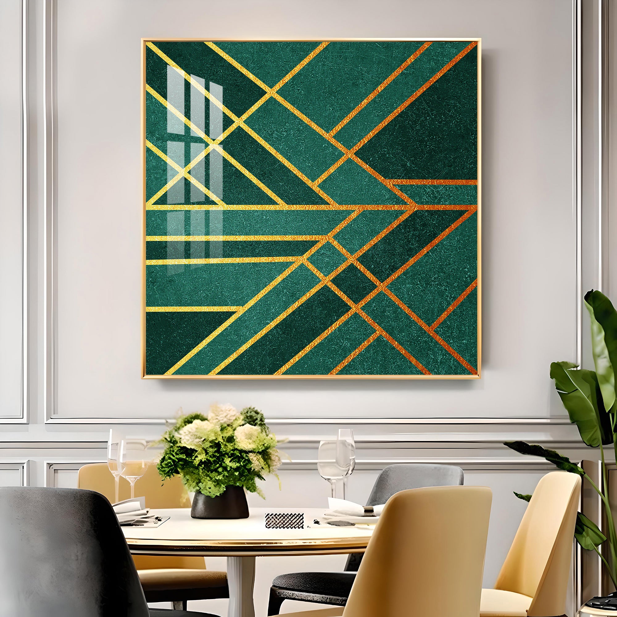 Emerald Radiance Glass Finish Square Wall Art