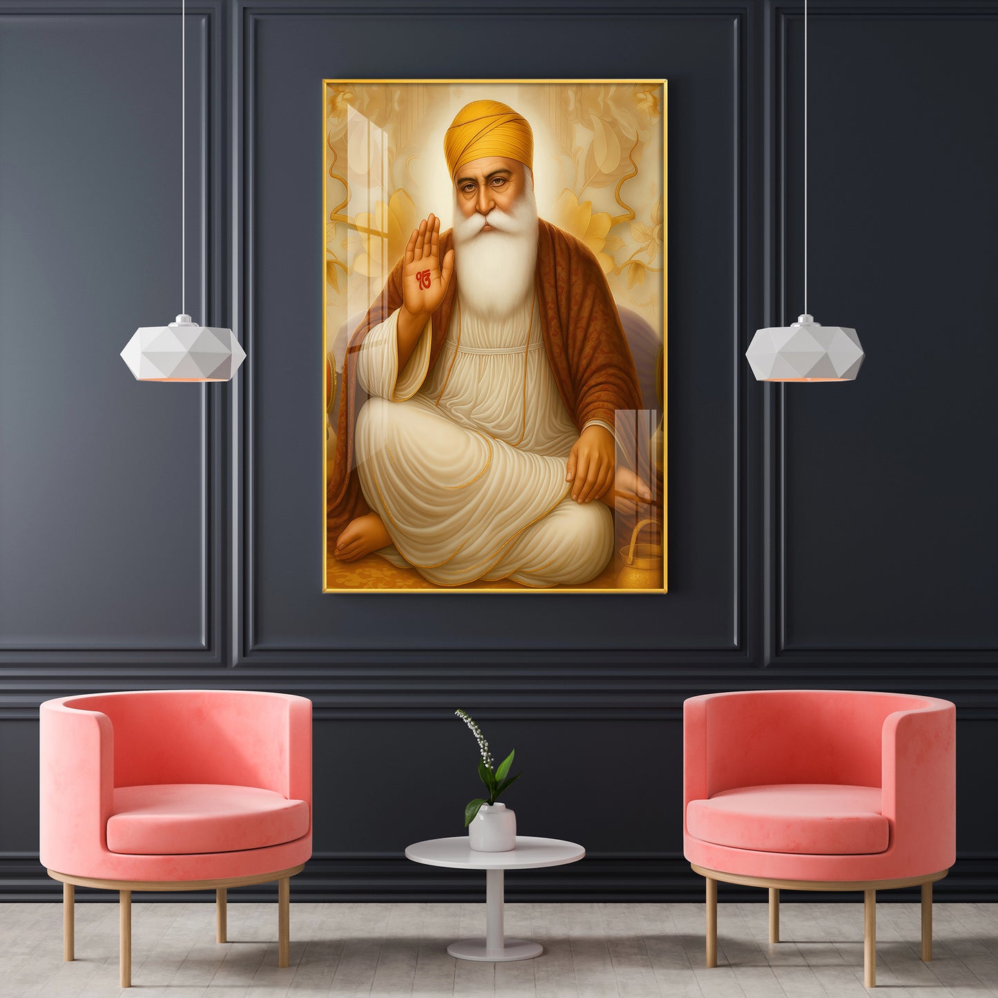 Spiritual Waheguru ji Glass Finish Vertical Wall Art