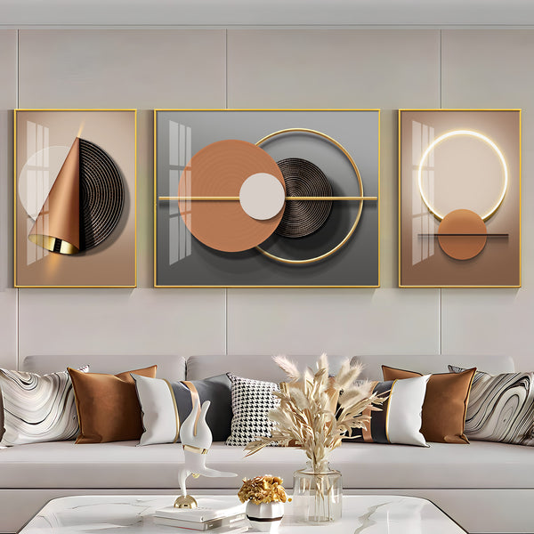 Luxe Haven  Glass Finish Wall Art (Set Of 3)
