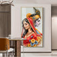 Loving Radha Krishna Glass Finish Vertical Wall Art