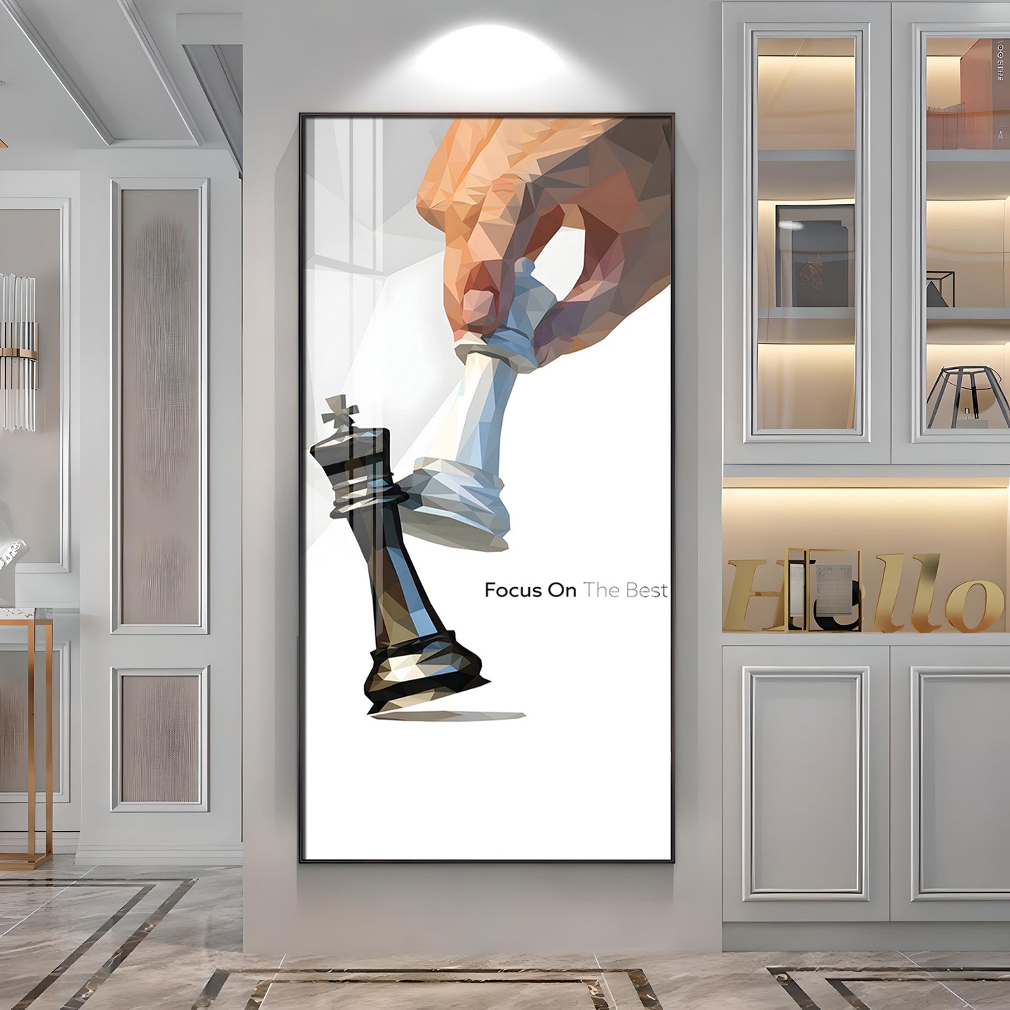 Focus On The Best Motivational Glass Finish Vertical Wall Art