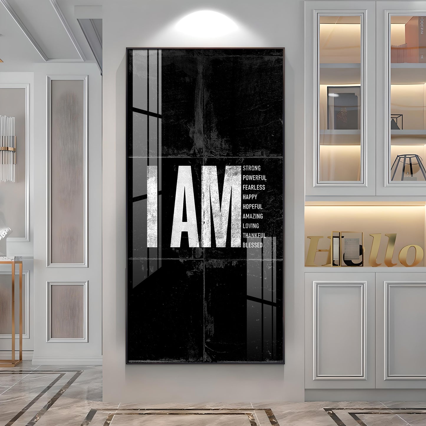 Clean Lines Motivational Glass Finish Vertical Wall Art