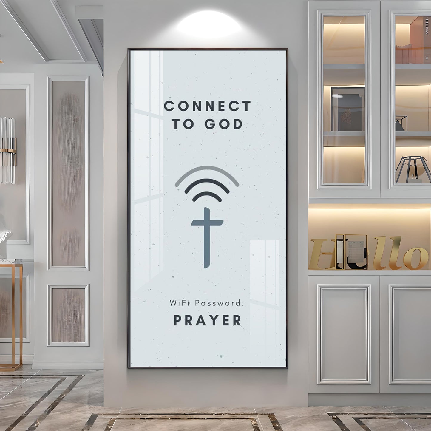 Connect To God Motivational Glass Finish Vertical Wall Art