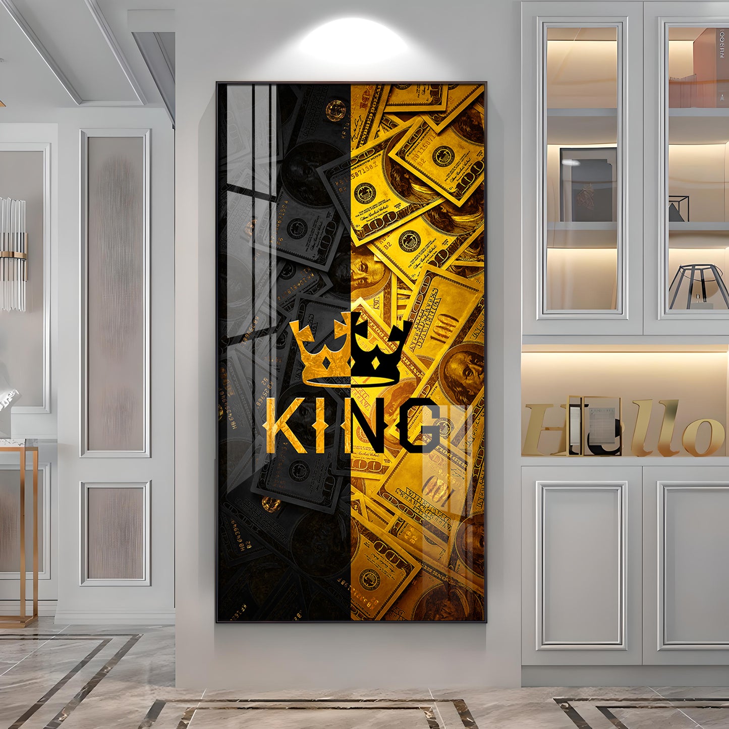 King Motivational Glass Finish Vertical Wall Art