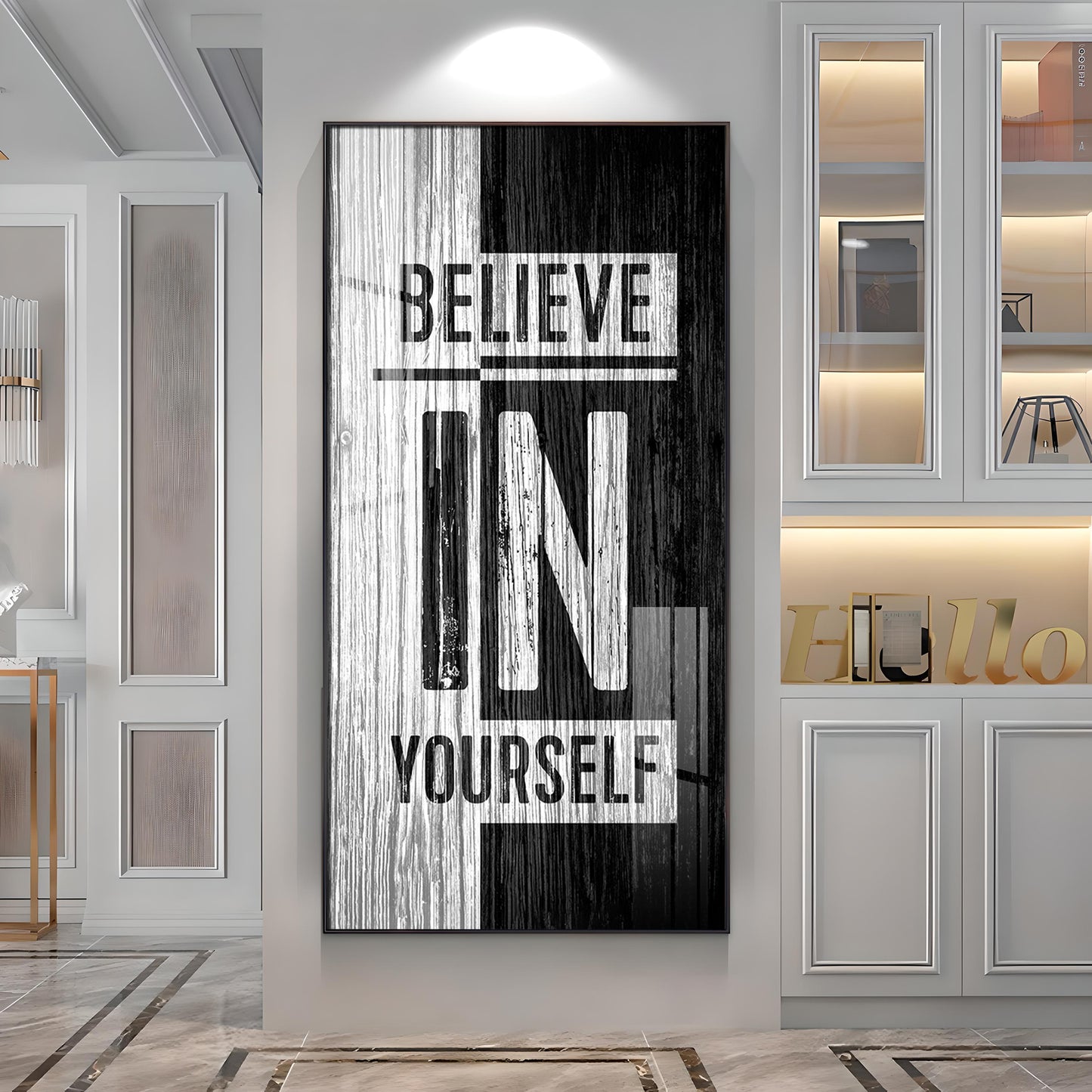 Believe In Yourself Motivational Glass Finish Vertical Wall Art
