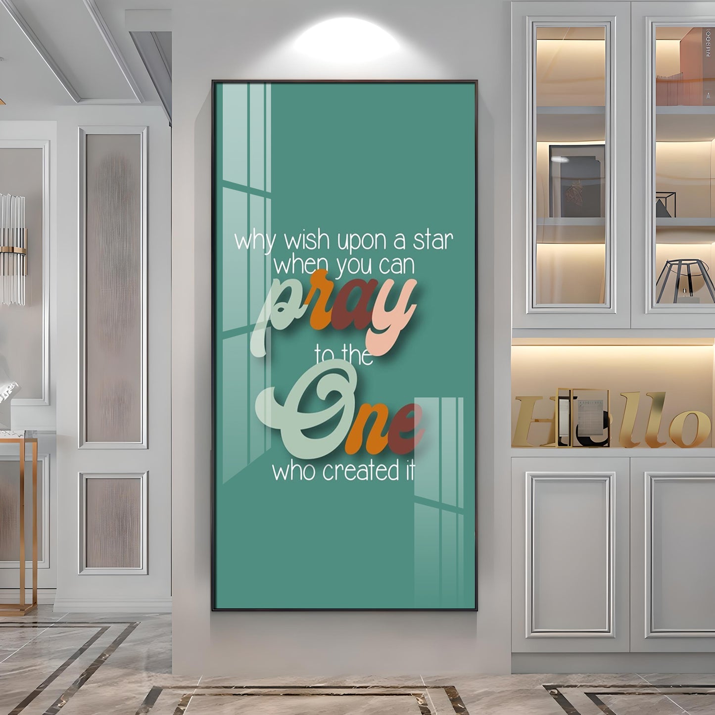 Pray To The One Motivational Glass Finish Vertical Wall Art