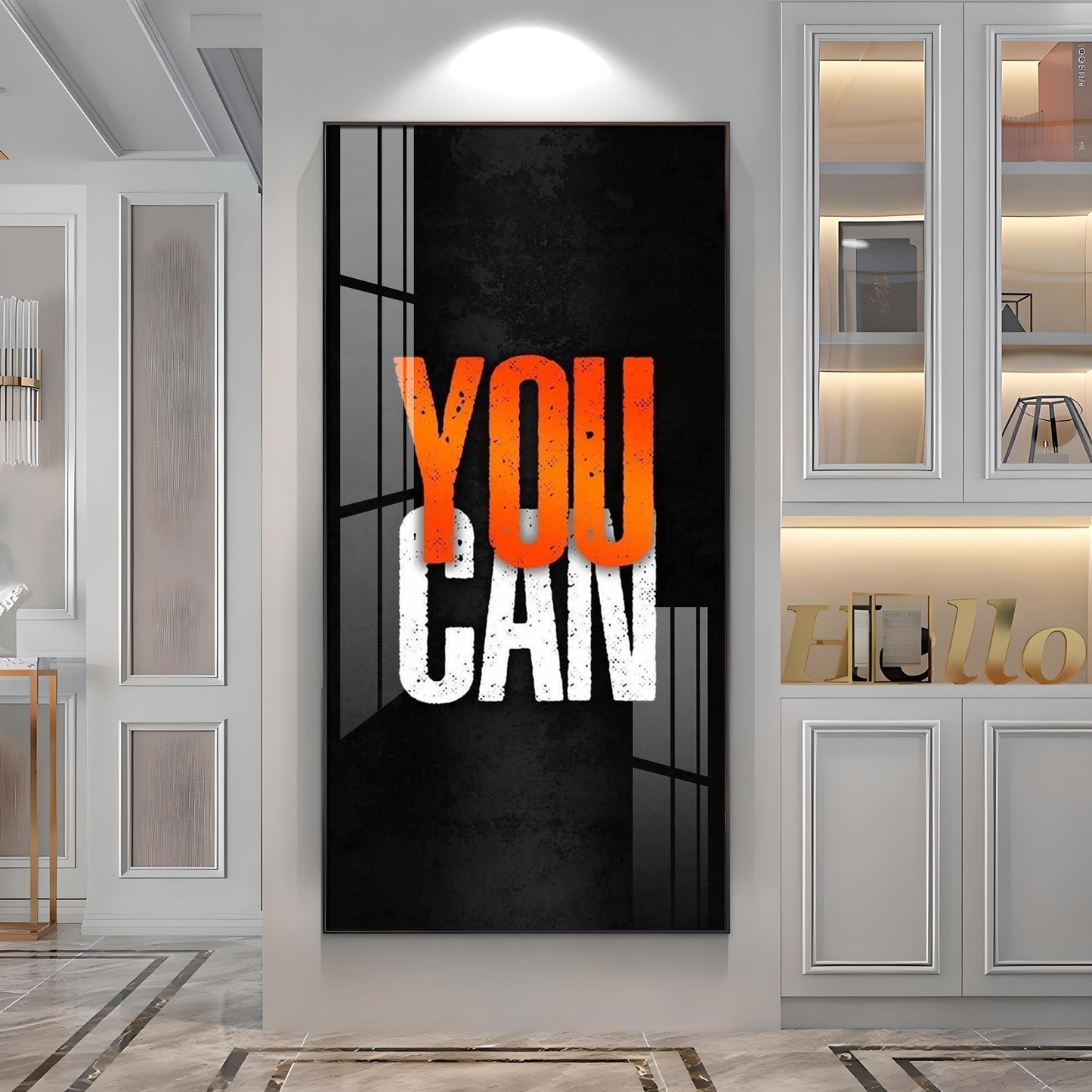 You Can Motivational Glass Finish Vertical Wall Art