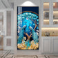Peacock On Tree Branch Glass Finish Vertical Wall Art
