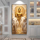 Meditating Budha With Alpha Elephant Glass Finish Vertical Wall Art