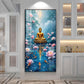 Meditating Budha With Lotus Glass Finish Vertical Wall Art