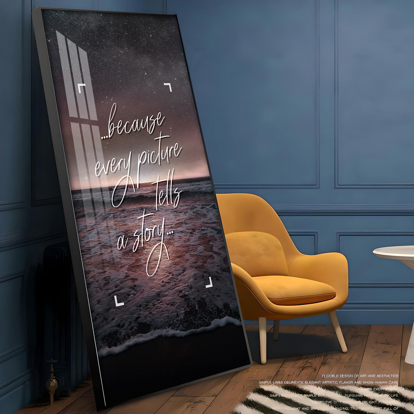 Because Every Picture Tells A Story Motivational Glass Finish Vertical Wall Art
