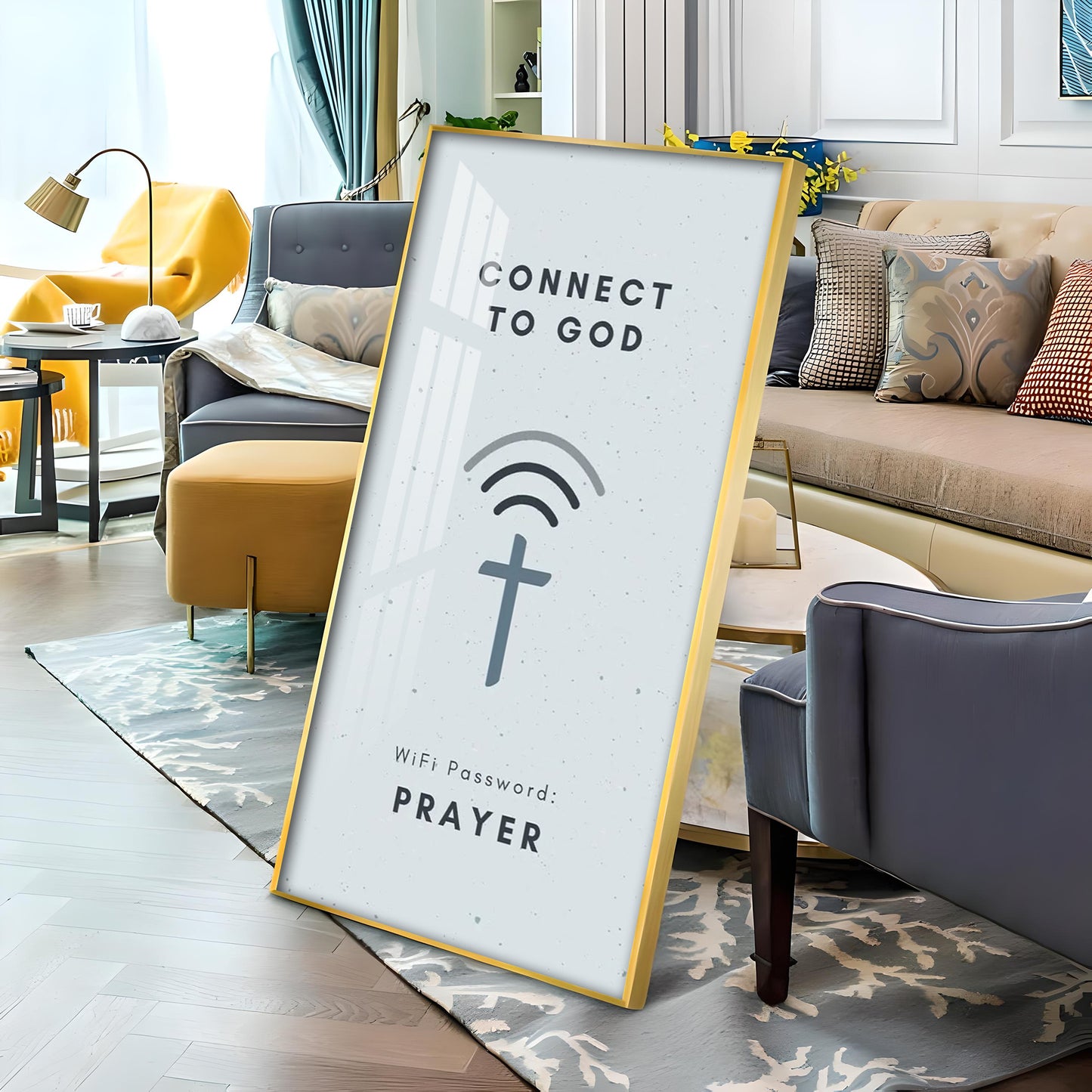 Connect To God Motivational Glass Finish Vertical Wall Art