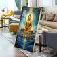 Calm Buddha In River Glass Finish Vertical Wall Art