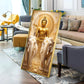 Meditating Budha With Alpha Elephant Glass Finish Vertical Wall Art