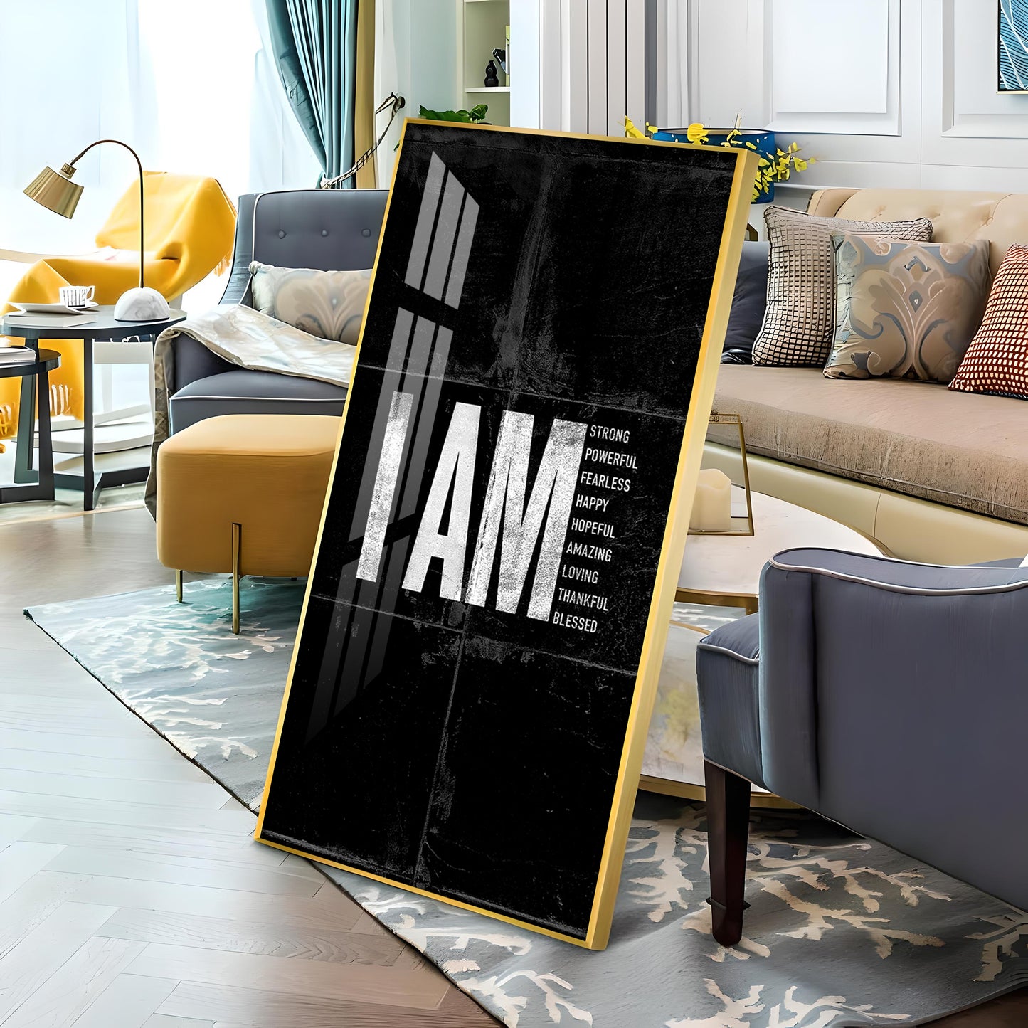 Clean Lines Motivational Glass Finish Vertical Wall Art